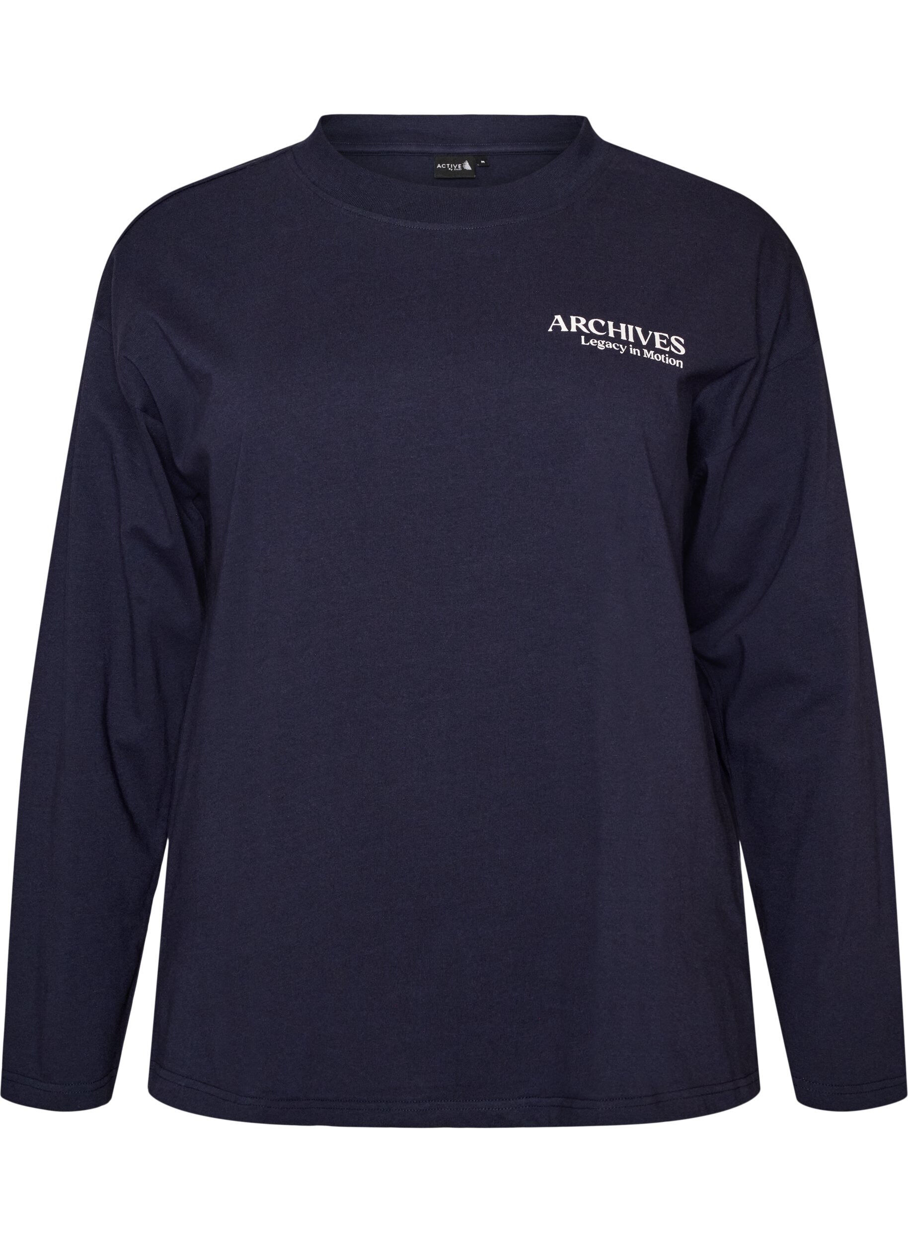 Langermet jerseybluse med teksttrykk