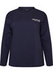 Langermet jerseybluse med teksttrykk, Bl&aring;, Packshot image number 0