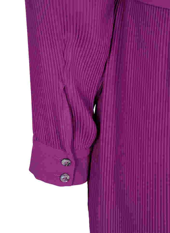 Plissert skjortekjole med knyting, Grape Juice, Packshot image number 3