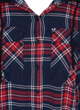 Rutete skjorte med hette, Night Sky/Red Check, Packshot image number 2