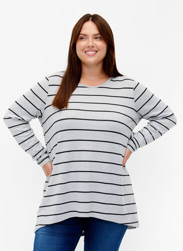 Mønstret bluse med lange ermer, LGM Stripe, Model image number 0