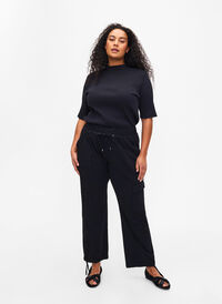 Løse cargobukser i bomull, Black, Model