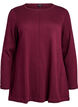 Strikket bluse i bomull og viskoseblanding, M&oslash;rk Bordeaux, Packshot image number 0