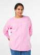 Strikkebluse med rund hals og strikket m&oslash;nster, Rosa, Model image number 0