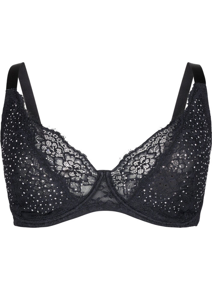 Full dekning BH med rhinestener, Black, Packshot