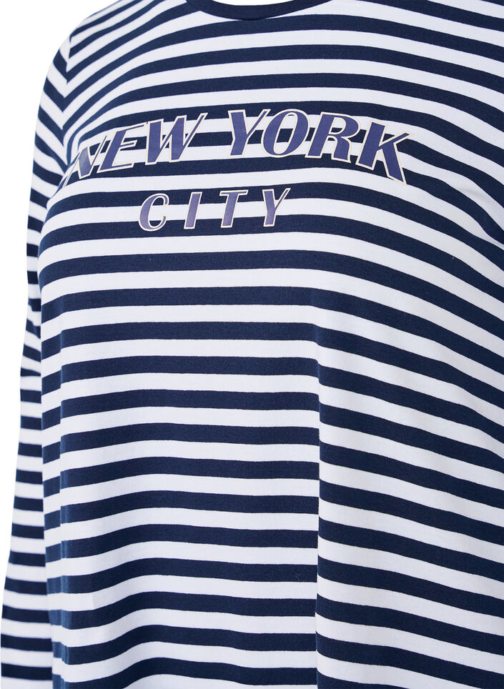 Stripete bluse med motiv, White w.Navy Stripe, Packshot image number 2