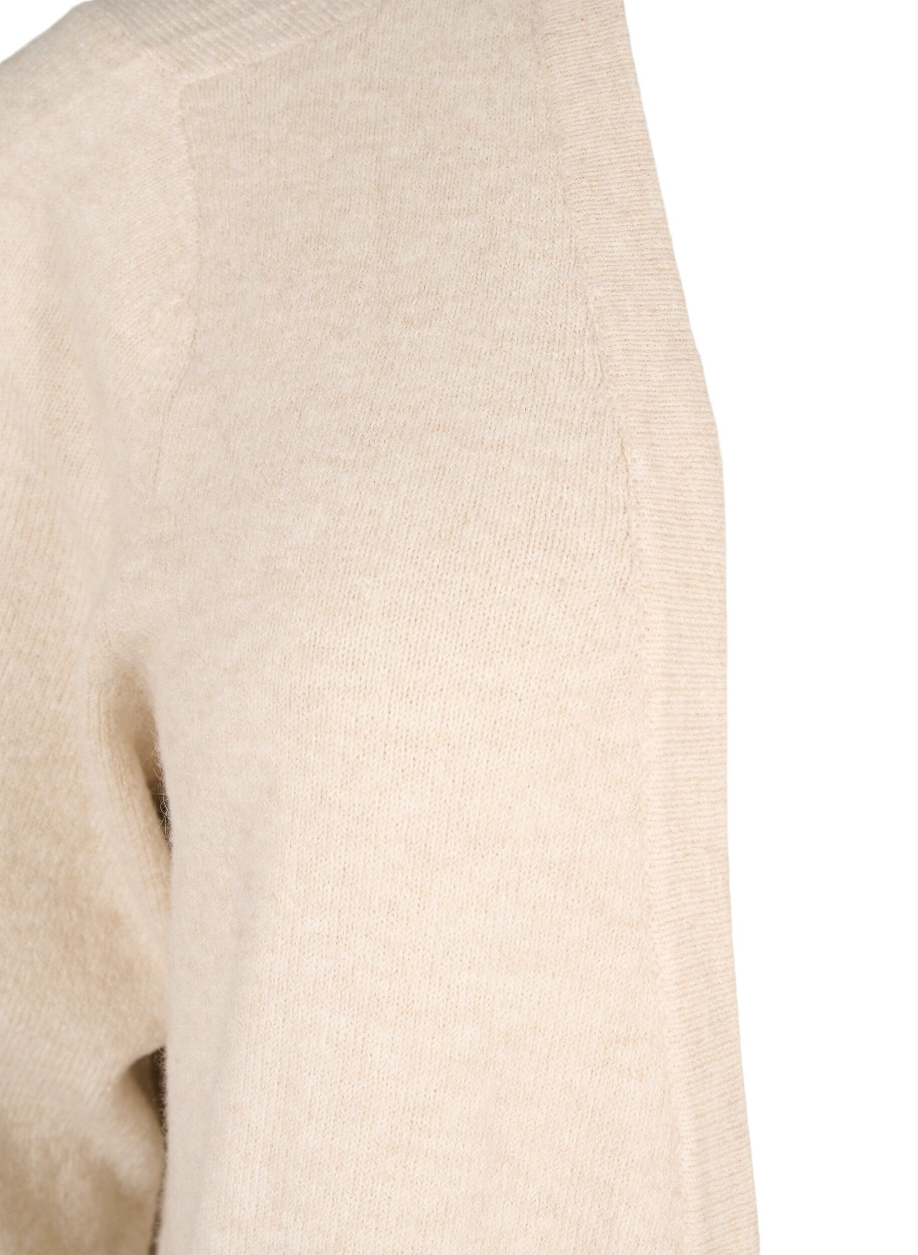 Zizzi Ribbestrikket cardigan med lommer, Beige, Packshot image number 2