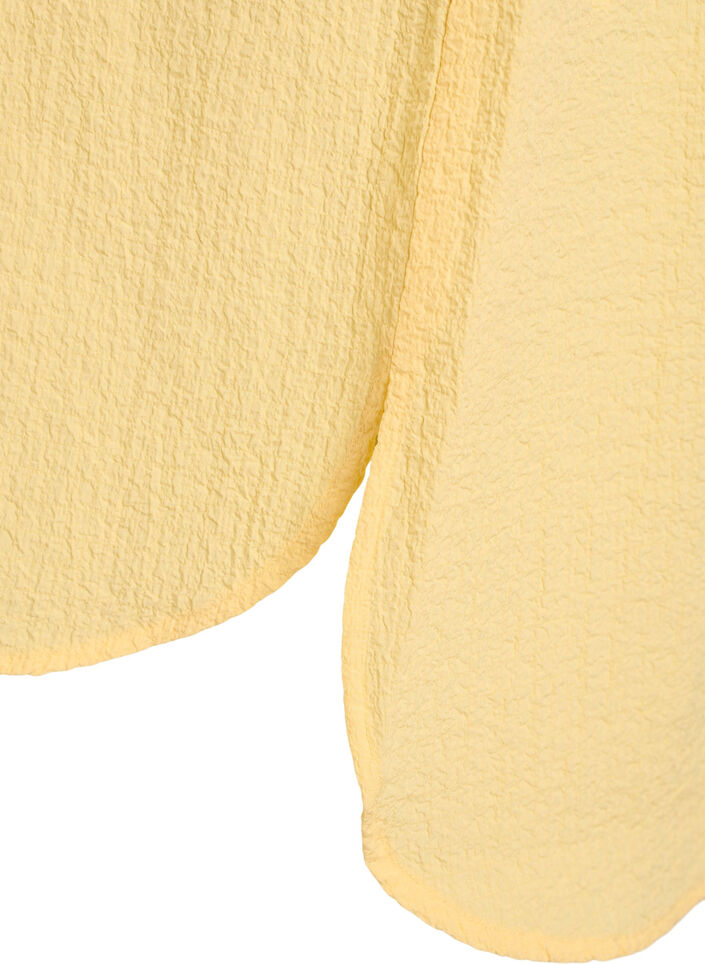 Kort kjole med kr&oslash;llete tekstur og korte ermer, Gul, Packshot image number 3