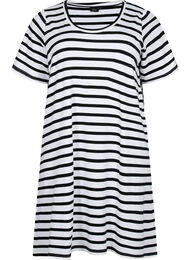 Stripete jerseykjole med korte ermer, Black Stripes