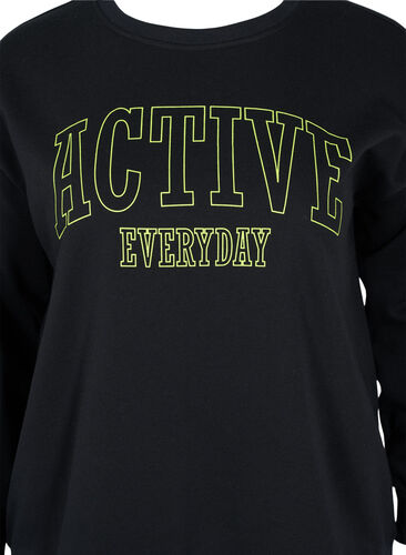 Genser med sporty trykk , Black, Packshot image number 2