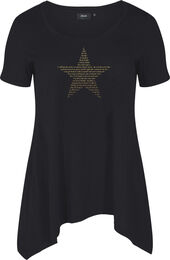 T-skjorte i bomull med A-form, Black w. Gold Star