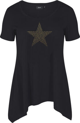 T-skjorte i bomull med A-form, Black w. Gold Star, Packshot image number 0