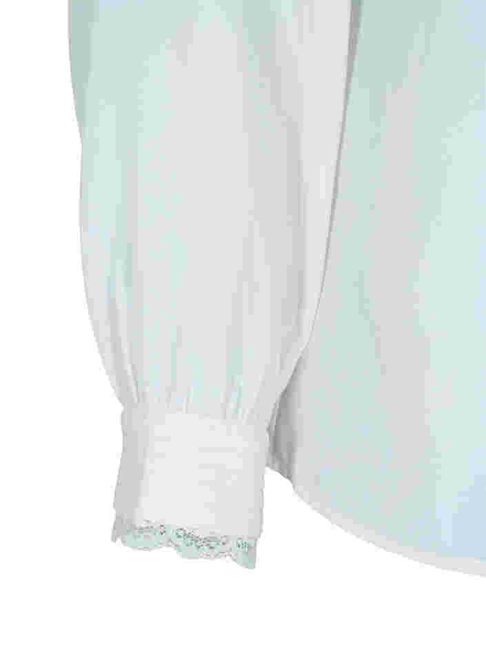 Langermet bluse med V-hals, Bright White, Packshot image number 2