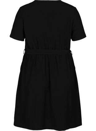 Kortermet kjole med v-hals, Black, Packshot image number 1