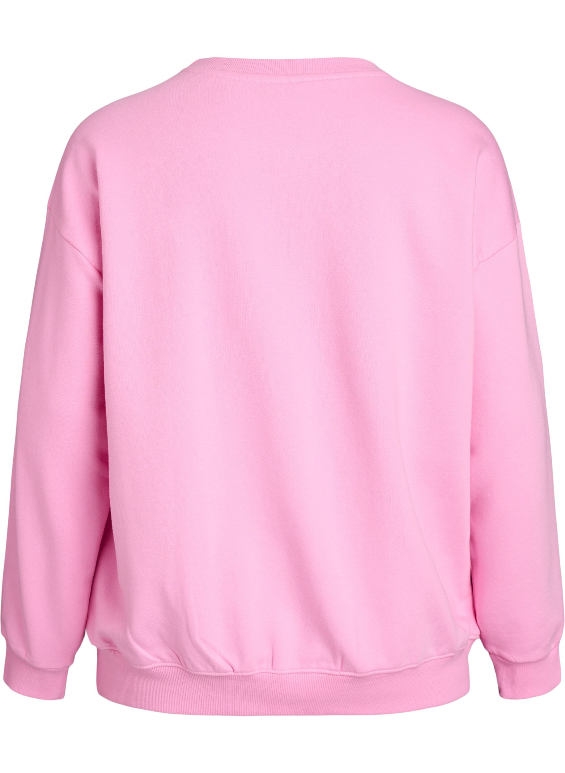 Zizzi Sweatshirt med teksttrykk, Rosa, Packshot image number 1