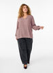Langermet bluse med blomsterprint og V-hals, Brun, Model image number 1