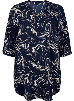 Zizzi Tunika med 3/4-ermer og trykk, N. Blazer Swirl AOP, Packshot image number 0