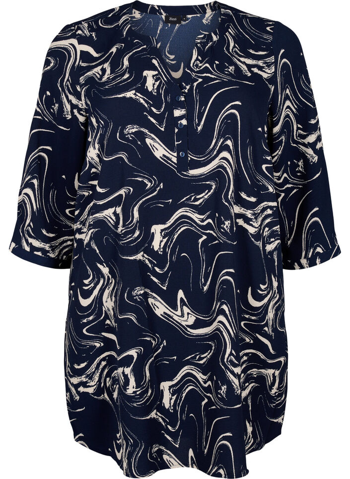 Tunika med 3/4-ermer og trykk, N. Blazer Swirl AOP, Packshot image number 0