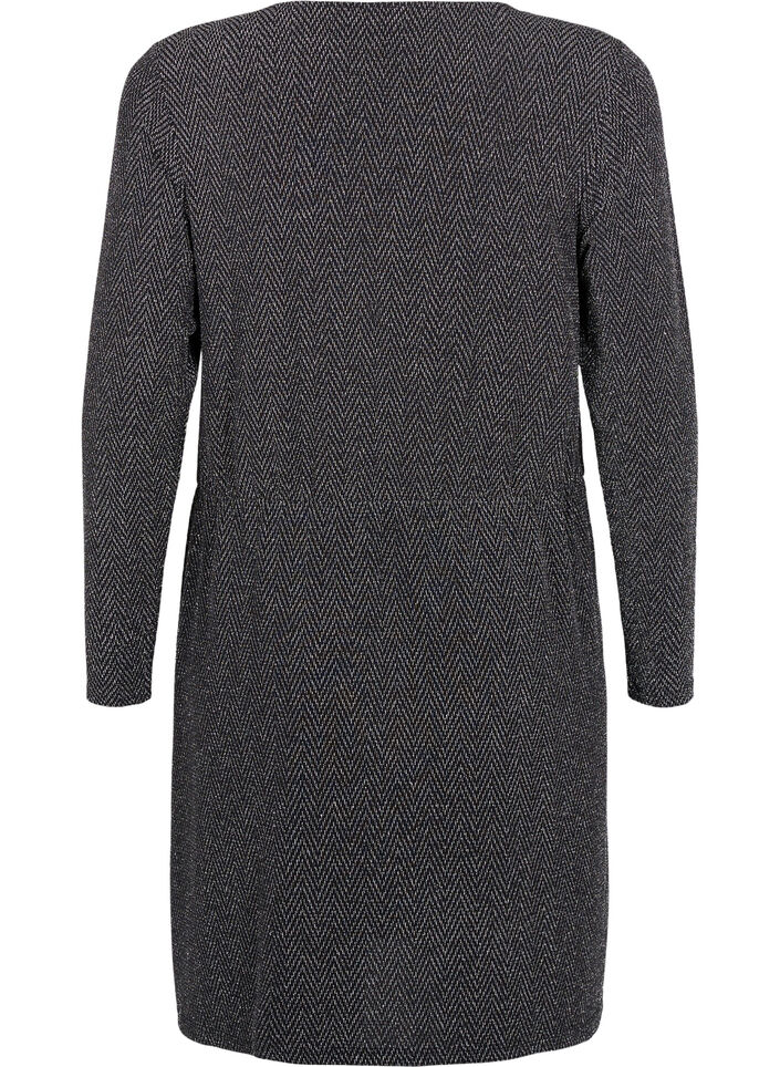 Glitterkjole med sikksakkmønster, Silver ZigZagShimmer, Packshot image number 1