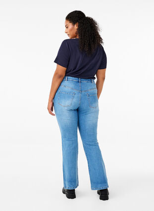 Ellen bootcut jeans med høyt liv, Light blue, Model image number 1