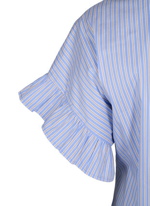 Stripete bluse med peplum og volangdetaljer, Blue Stripe, Packshot image number 3