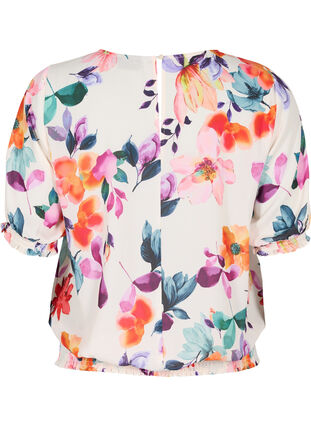 Blomstrete bluse med smock, Buttercream Flower , Packshot image number 1