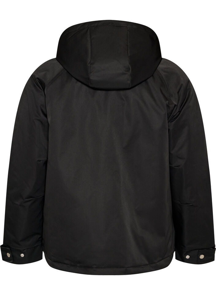 Polstret parkas med avtakbar hette, Svart, Packshot image number 1