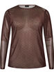Mesh bluse med trykk, Brun, Packshot image number 0