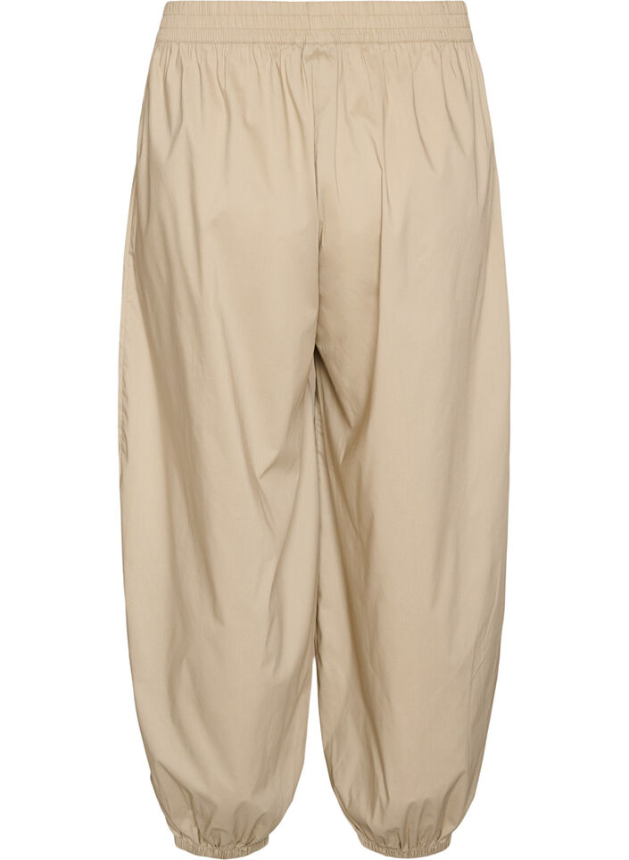 Ballongbukser med lommer og elastisk midje, Beige, Packshot image number 1