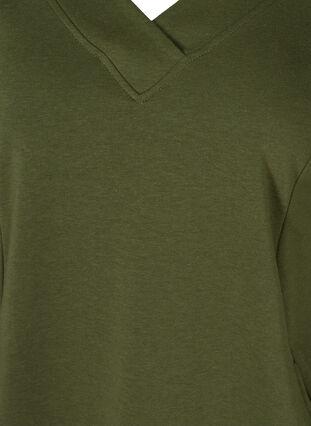 Sweatkjole med v-hals, Khaki Green , Packshot image number 2