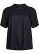 Kortermet bluse med diagonal knappelukking, Svart, Packshot image number 0