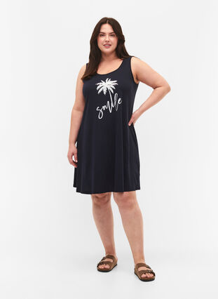 Ermeløs kjole i bomull med A-form, Night Sky W. Smile, Model image number 2
