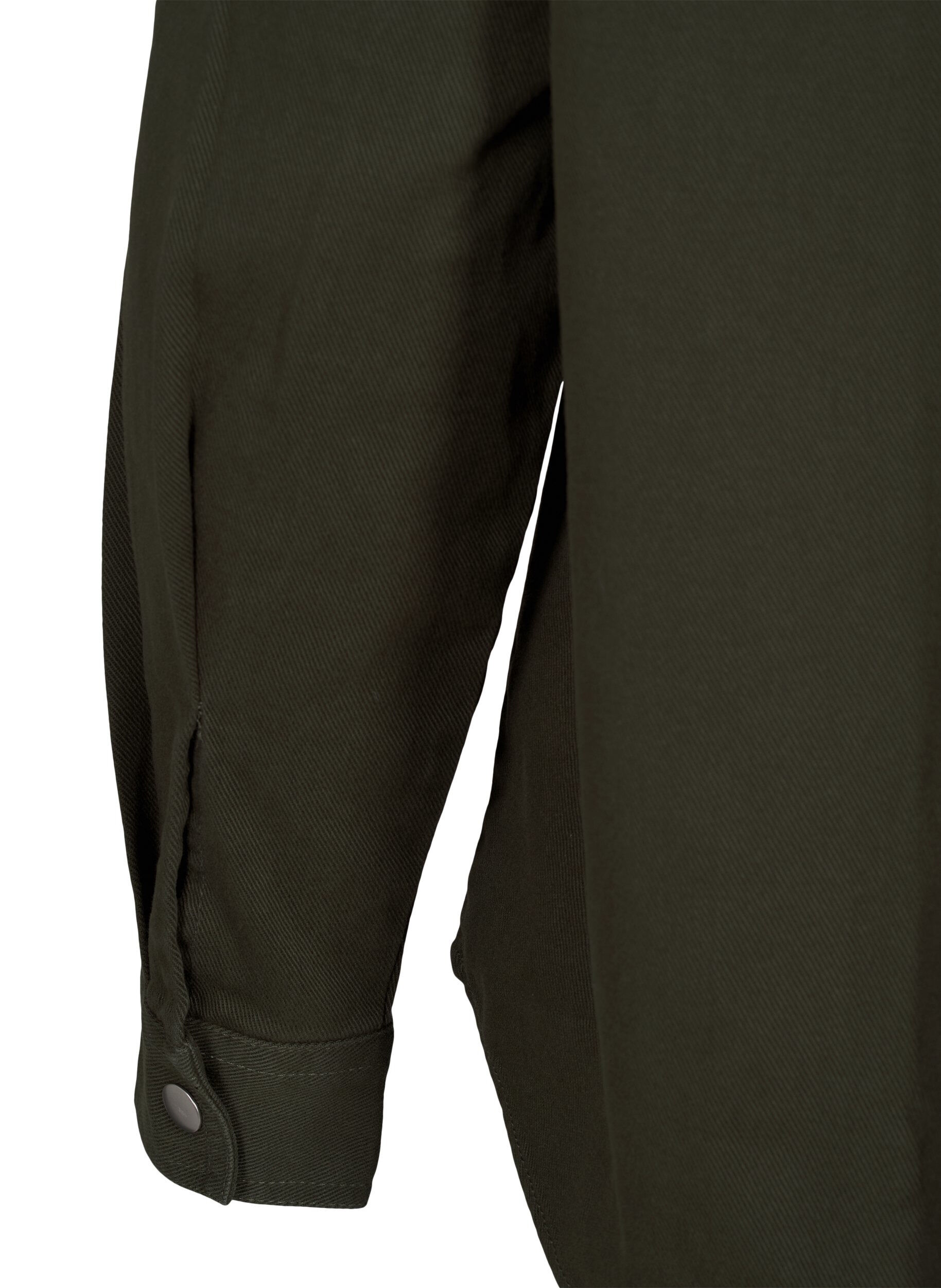 Zizzi Ensfarget dongeriskjorte med brystlommer, Forest Night, Packshot image number 3