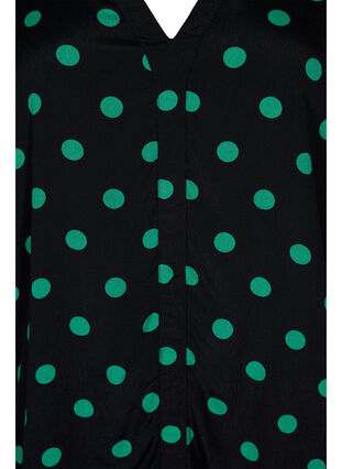 Viskosebluse med prikker, Black jol Green dot, Packshot image number 2