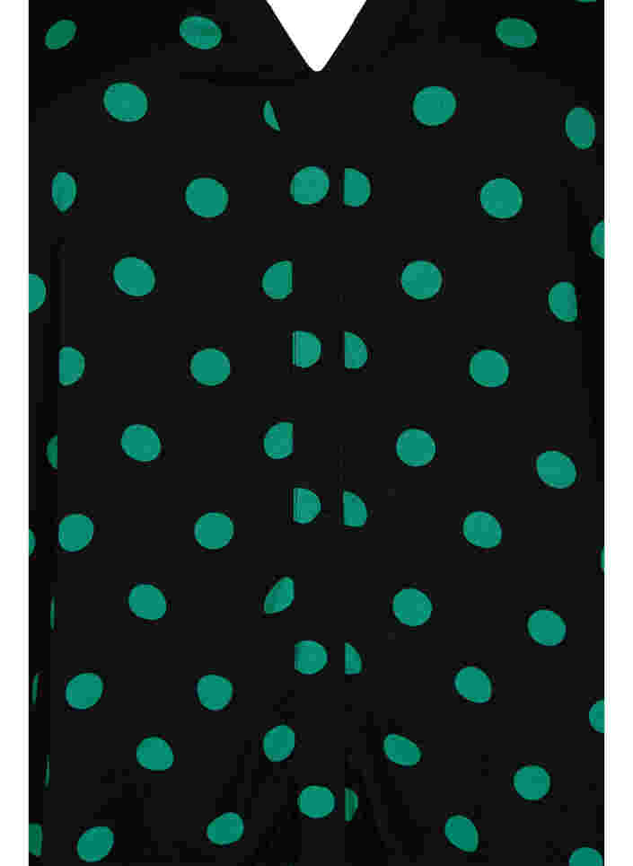 Viskosebluse med prikker, Black jol Green dot, Packshot image number 2