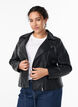 Biker jakke i imitert skinn, Svart, Model image number 0