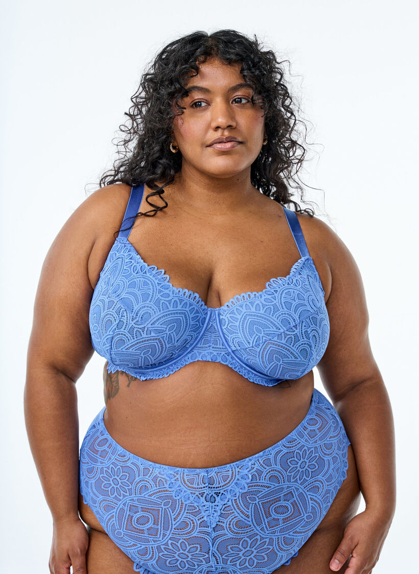 Heldekkende blonde-BH med spiler, Blå, Model image number 0