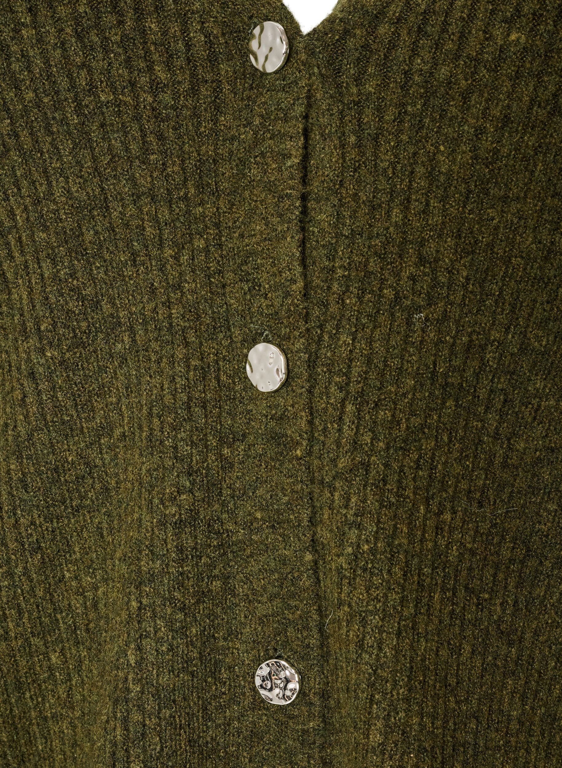 ZizziCardigan med V-hals og ribbestruktur, Gr&oslash;nn, Packshot image number 2