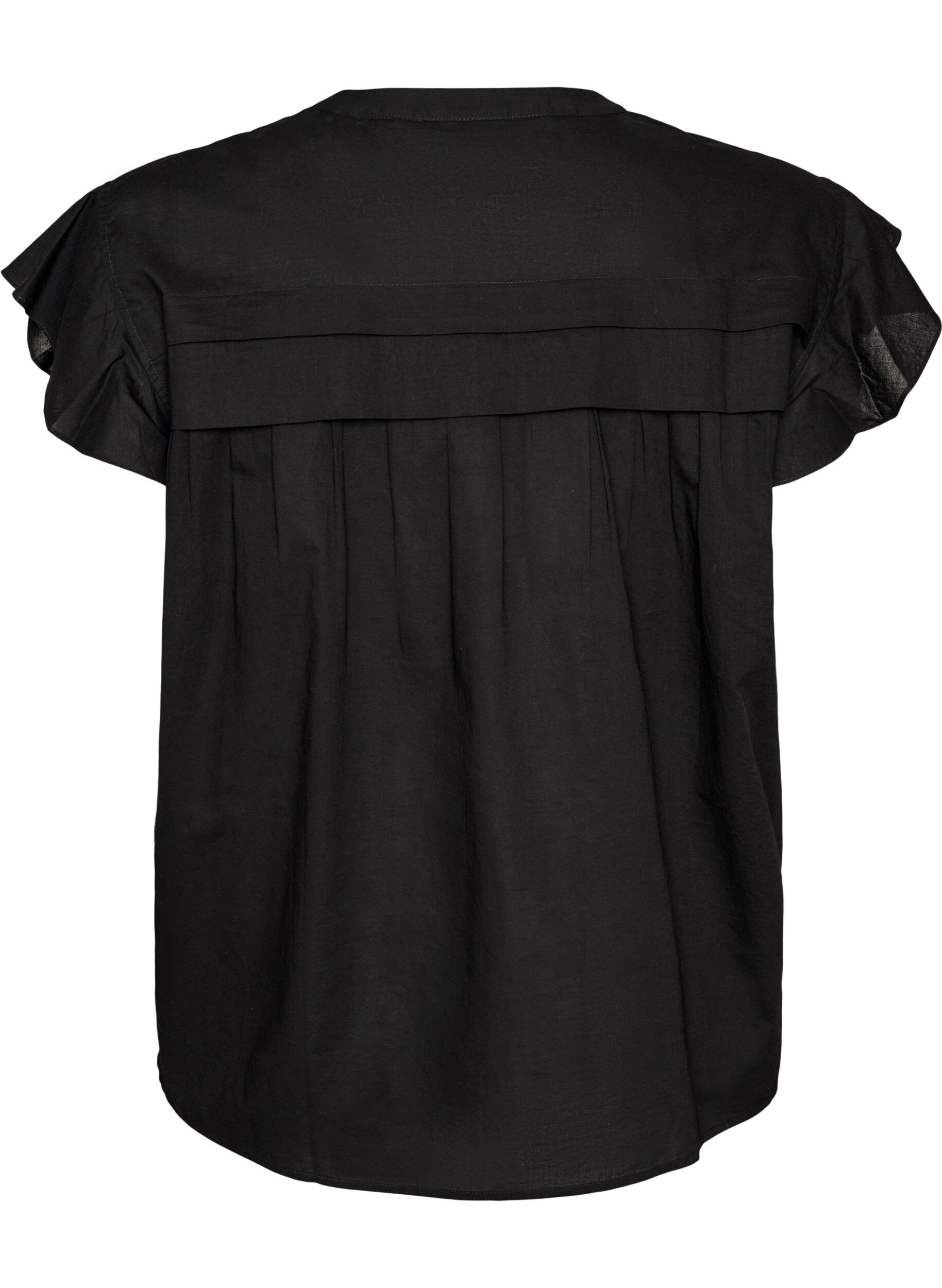 ZizziErmel&oslash;s A-linje bomullsskjorte bluse, Svart, Packshot image number 1