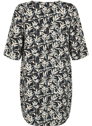 Mønstrete kjole med 3/4-ermer, Leaf AOP, Packshot image number 1