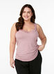 Viscose-topp med blondedetaljer, Rosa, Model image number 0
