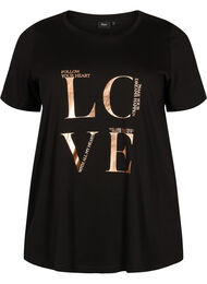 Kortermet T-skjorte i bomull med trykk, Black W. Love 
