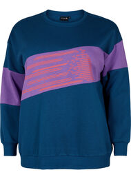 Sweatshirt med sporty print, Blue Wing Teal Comb, Packshot