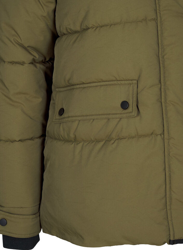Kort puffjakke med kontrastdetaljer, Grønn, Packshot image number 3