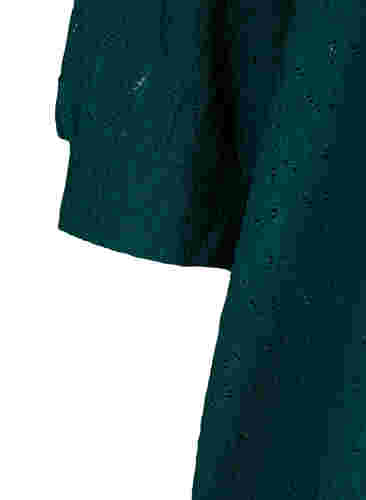 Bluse med 3/4-ermer og strukturmønster, Deep Teal, Packshot image number 3