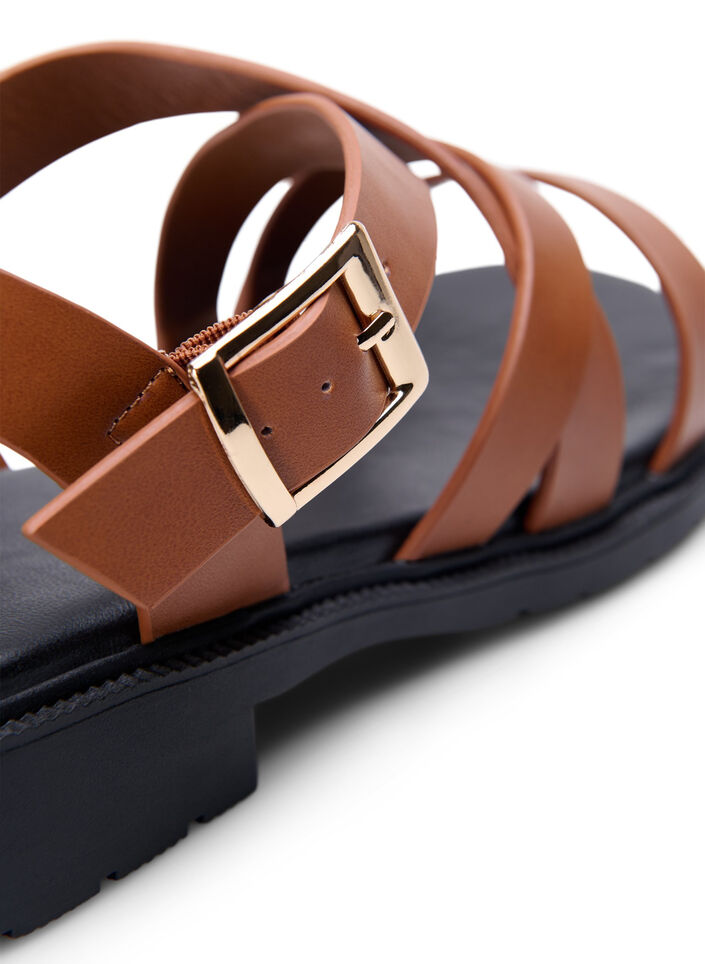 Sommersandal i skinn med bred passform, Friar Brown, Packshot image number 4