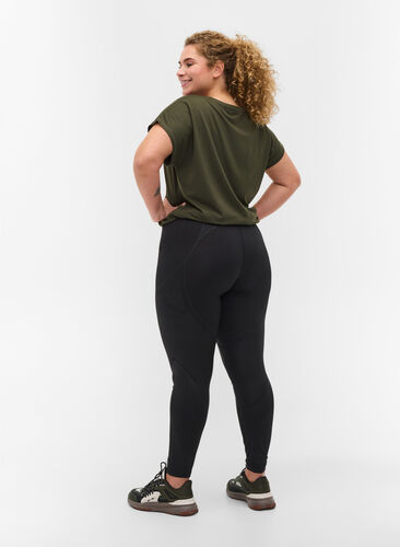 Cropped treningstights med struktur, Black, Model image number 1