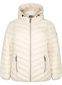 Lettvektsjakke med hette, Beige Lettvektsjakke med hette