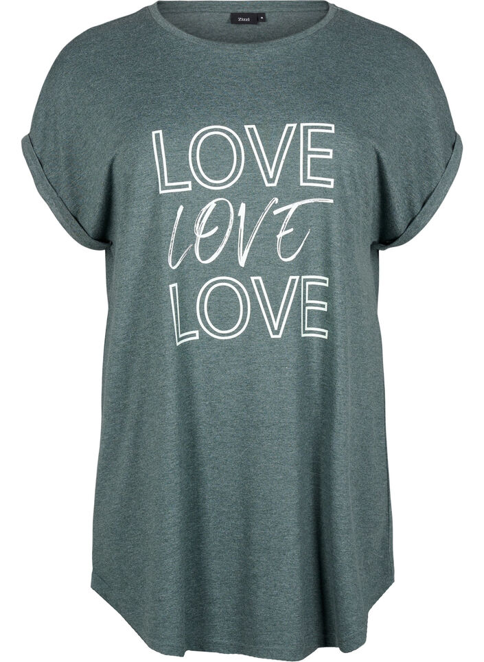 Kortermet nattkjole med teksttrykk, , Packshot image number 0