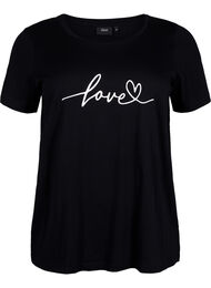 T-skjorte i bomull med rund hals og trykk, Black W. Love